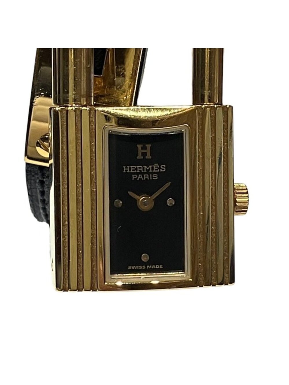 Hermes Kelly Watch Leather Quartz Black Dial